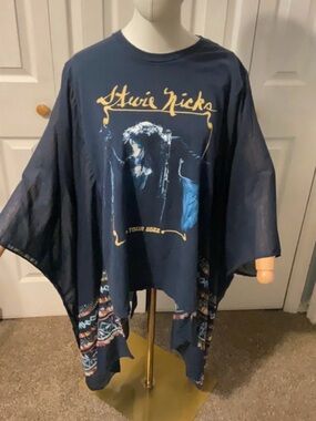 Stevie Nicks 2022 Tour Upcycled Graphic T-Shirt W/Flowy Embroidered Sleeves OSFM